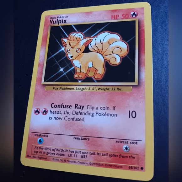 Vulpix Pokemon Card - Base Set - NO. 68/102 Common Non-Holo - Picture 6 of 9